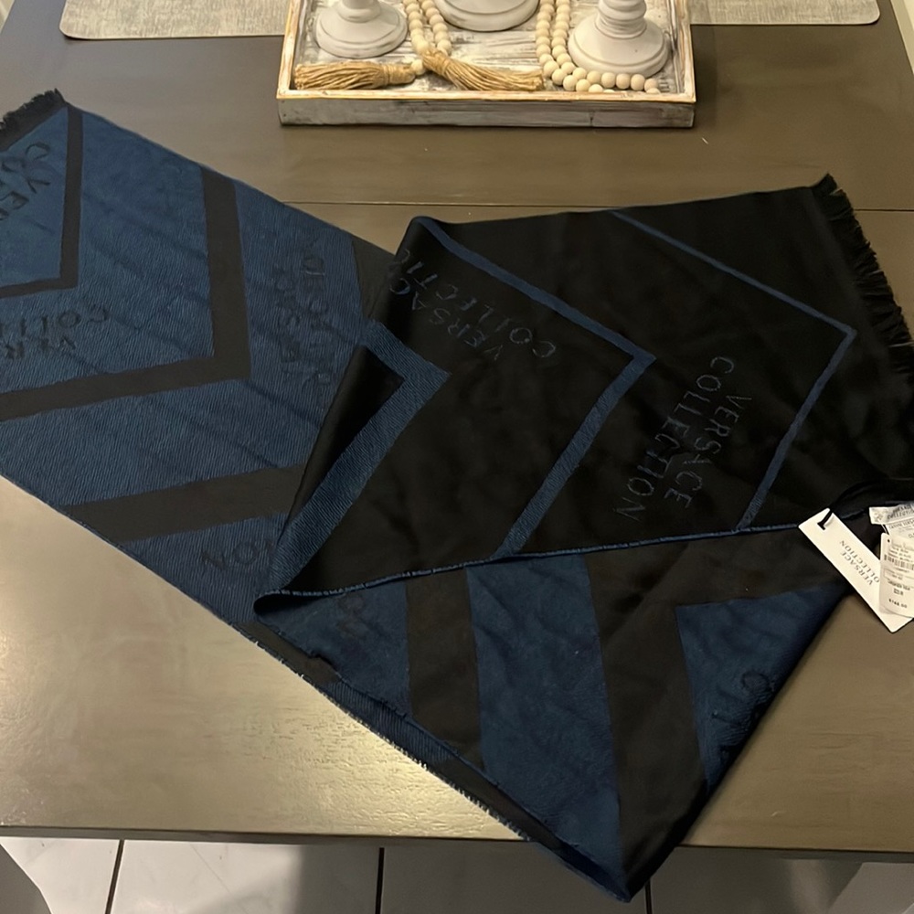 Versace Collection Reversible Black & Blue Scarf. For both Men and Women.